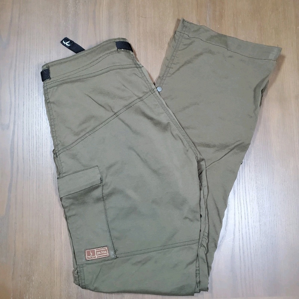 PrAna Pants Men Small Breathe Belted‎ Brown Lightweight Zippered Cargo Pockets